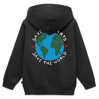 Save the Arts Save the World Earth Environmental Activist - Kids Premium Organic Zip-up Hoodie - black - Back - AI Model Kid Male (0cm)