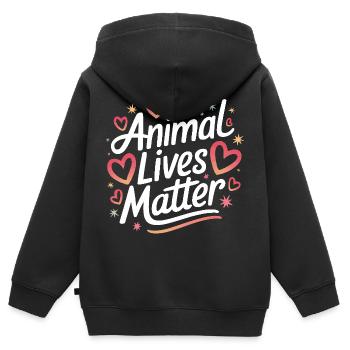 Vegetarian Vegan Veggie Vegetarian - Kids Premium Organic Zip-up Hoodie - black - Back - AI Model Kid Male (0cm)