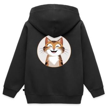 Cheshire Cat – Drôle, pour les petits fans de chats - Sweat Premium à capuche zippé enfant bio - noir - Dos - AI Model Kid Male (0cm)