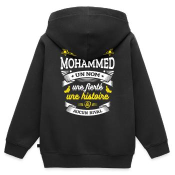 MOHAMMED UN NOM UNE FIERTÉ AUCUN RIVAL - Sweat Premium à capuche zippé enfant bio - noir - Dos - AI Model Kid Male (0cm)