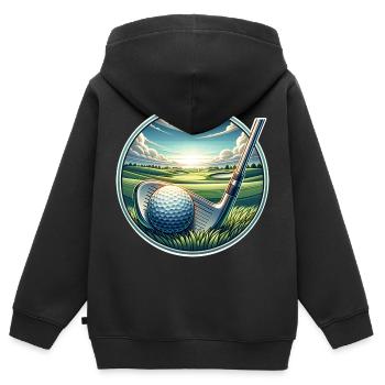 Golfe - Sweat Premium à capuche zippé enfant bio - noir - Dos - AI Model Kid Male (0cm)
