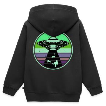 UFO-Bigfoot Nessie Einhorn - Kinder Premium Organic Zip Hoodie - Schwarz - Hinten - AI Model Kid Male (0cm)