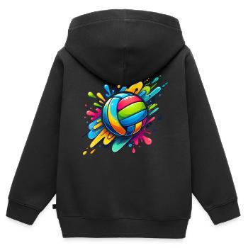 Bunter Volleyball Farbspritzer Volleyballer - Kinder Premium Organic Zip Hoodie - Schwarz - Hinten - AI Model Kid Male (0cm)