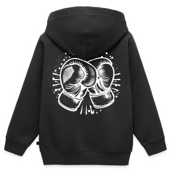 Boxhandschuhe Zeichnung - Kinder Premium Organic Zip Hoodie - Schwarz - Hinten - AI Model Kid Male (0cm)
