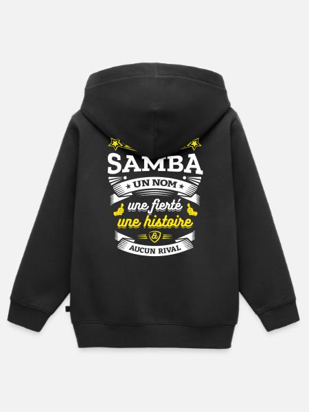 SAMBA UN NOM UNE FIERTÉ AUCUN RIVAL - Sweat Premium à capuche zippé enfant bio - noir
