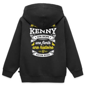 KENNY UN NOM UNE FIERTÉ AUCUN RIVAL - Sweat Premium à capuche zippé enfant bio - noir - Dos - AI Model Kid Male (0cm)