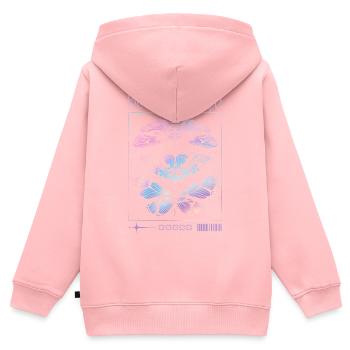 Soyez le changement – Transformation du papillon - Sweat Premium à capuche zippé enfant bio - rose - Dos - AI Model Kid Female (0cm)