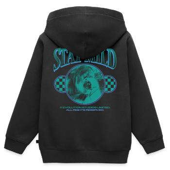 Restez doux – Cool & Détendu - Sweat Premium à capuche zippé enfant bio - noir - Dos - AI Model Kid Male (0cm)