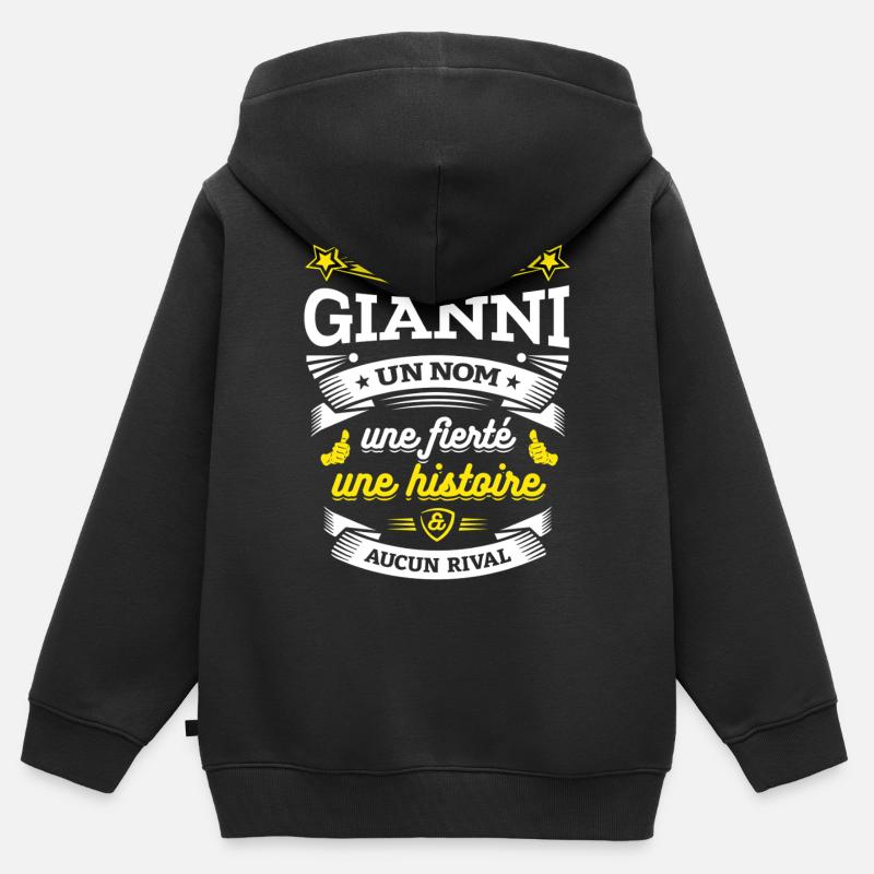 GIANNI UN NOM UNE FIERTÉ AUCUN RIVAL - Sweat Premium à capuche zippé enfant bio - noir