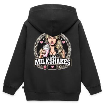Milkshake Blonde Femme Blonde Cadeau - Sweat Premium à capuche zippé enfant bio - noir - Dos - AI Model Kid Male (0cm)