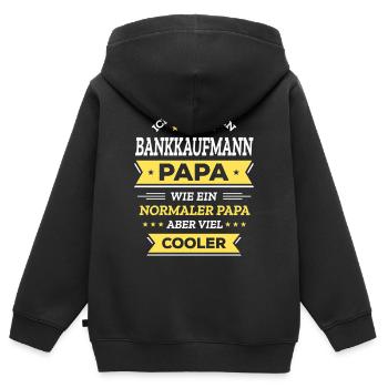 BANKKAUFMANNPAPA GEBURTSTAG WEIHNACHTEN VATERTAG - Kinder Premium Organic Zip Hoodie - Schwarz - Hinten - AI Model Kid Male (0cm)