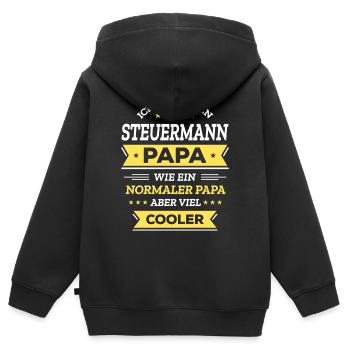 STEUERMANN PAPA - COOLER ALS NORMAL, HELD, NAVI - Kinder Premium Organic Zip Hoodie - Schwarz - Hinten - AI Model Kid Male (0cm)