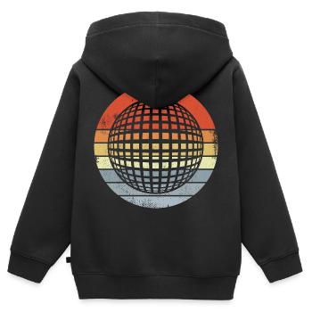 Vintage Discothèque des années 80 - Sweat Premium à capuche zippé enfant bio - noir - Dos - AI Model Kid Male (0cm)