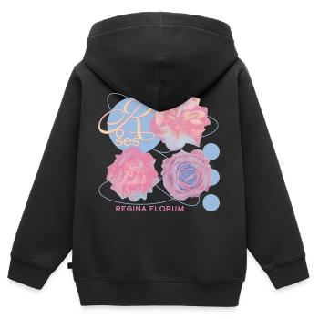 Regina Florum – Ausgefallenes Rosendesign - Kinder Premium Organic Zip Hoodie - Schwarz - Hinten - AI Model Kid Male (0cm)