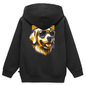 Golden retriever - Sweat Premium à capuche zippé enfant bio - noir - Dos - AI Model Kid Male (0cm)
