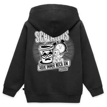 Schlaflos – aber immer noch am leben. Mom Life - Kinder Premium Organic Zip Hoodie - Schwarz - Hinten - AI Model Kid Male (0cm)