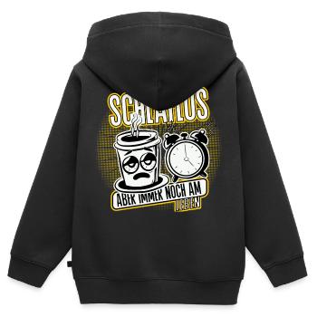 Schlaflos, aber noch am Leben. mom Life - Kinder Premium Organic Zip Hoodie - Schwarz - Hinten - AI Model Kid Male (0cm)