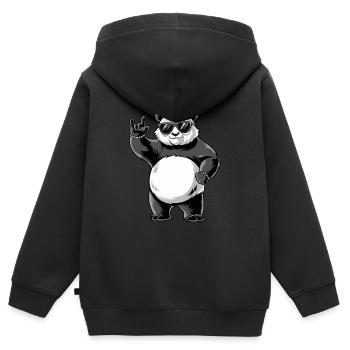 Retro Panda Rock Musik Geschenk Männer Kinder - Kinder Premium Organic Zip Hoodie - Schwarz - Hinten - AI Model Kid Male (0cm)