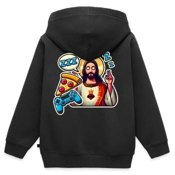 Pixel Gamer Life Manger Dormir Respawn - Sweat Premium à capuche zippé enfant bio - noir - Dos - AI Model Kid Male (0cm)