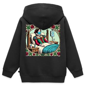 Lustige mittelalterliche Prinzessin in Quarantäne - Kinder Premium Organic Zip Hoodie - Schwarz - Hinten - AI Model Kid Male (0cm)