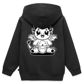Milchdrache – Süßer Baby Drache in Windel - Kinder Premium Organic Zip Hoodie - Schwarz - Hinten - AI Model Kid Male (0cm)