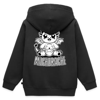 Niedlicher Baby-Drache mit Windel und viel Humor.  - Kinder Premium Organic Zip Hoodie - Schwarz - Hinten - AI Model Kid Male (0cm)