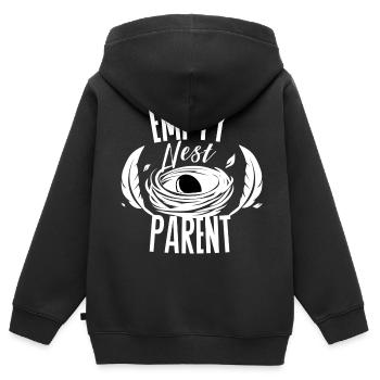 Parent de nid vide – Conception minimale des Eltern - Sweat Premium à capuche zippé enfant bio - noir - Dos - AI Model Kid Male (0cm)