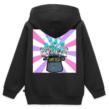 Hut Zaubern Frühlingsanfang Blumen Blume - Kinder Premium Organic Zip Hoodie - Schwarz - Hinten - AI Model Kid Male (0cm)