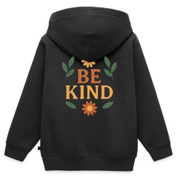 Seien Sie freundlich Blumen Natur Typografie - Kinder Premium Organic Zip Hoodie - Schwarz - Hinten - AI Model Kid Male (0cm)