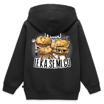 Team Le.Ka.Se.Mi.Gu – Brotzeit Crew. - Kinder Premium Organic Zip Hoodie - Schwarz - Hinten - AI Model Kid Male (0cm)