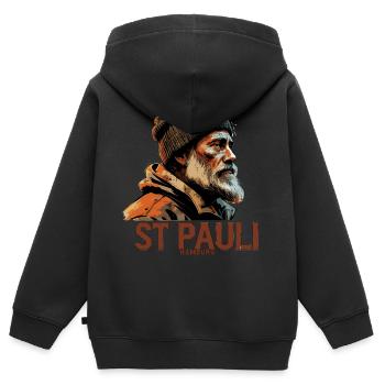 Old Man Captain Hamburg St Pauli Port Worker - Kids Premium Organic Zip-up Hoodie - black - Back - AI Model Kid Male (0cm)