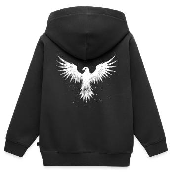 Weisser Phoenix - Kinder Premium Organic Zip Hoodie - Schwarz - Hinten - AI Model Kid Male (0cm)