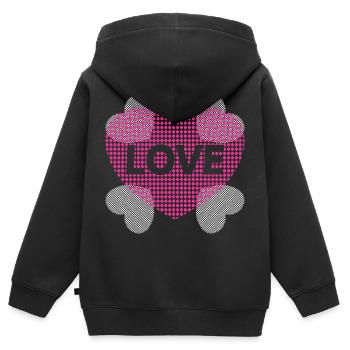 Herz mit Love. - Kinder Premium Organic Zip Hoodie - Schwarz - Hinten - AI Model Kid Male (0cm)