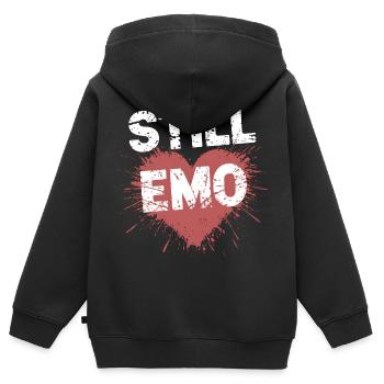 Toujours Emo ! Emo Goth Alternative - Sweat Premium à capuche zippé enfant bio - noir - Dos - AI Model Kid Male (0cm)