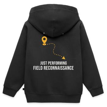 Reconnaissance de terrain SIG Topographie Cartographie Humour - Sweat Premium à capuche zippé enfant bio - noir - Dos - AI Model Kid Male (0cm)