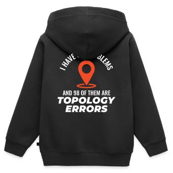 Topologiefehler GIS-Kartierung Humor Kartografie - Kinder Premium Organic Zip Hoodie - Schwarz - Hinten - AI Model Kid Male (0cm)