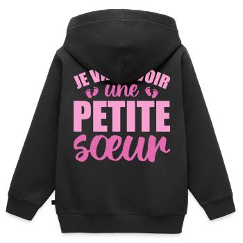 Ich werde eine kleine Schwester haben - Kinder Premium Organic Zip Hoodie - Schwarz - Hinten - AI Model Kid Male (0cm)
