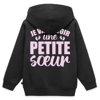 Ich werde eine kleine Schwester haben - Kinder Premium Organic Zip Hoodie - Schwarz - Hinten - AI Model Kid Male (0cm)
