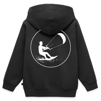 Wind im Griff - Kinder Premium Organic Zip Hoodie - Schwarz - Hinten - AI Model Kid Male (0cm)