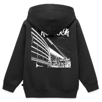Vue sur le stade Rostock Skyline - Sweat Premium à capuche zippé enfant bio - noir - Dos - AI Model Kid Male (0cm)
