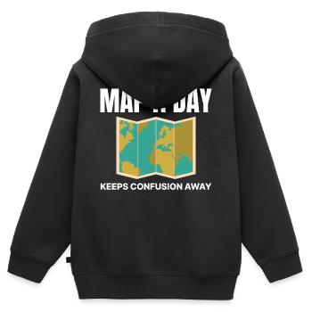 World Map GIS Cartography Earth Geography - Kids Premium Organic Zip-up Hoodie - black - Back - AI Model Kid Male (0cm)