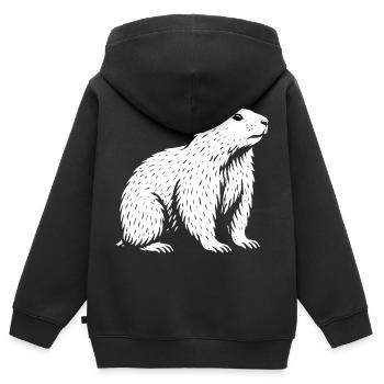 Roi de la Tranquillité Alpine - Sweat Premium à capuche zippé enfant bio - noir - Dos - AI Model Kid Male (0cm)