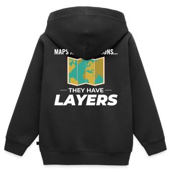 Kartenebenen GIS Kartografie Geographische Daten - Kinder Premium Organic Zip Hoodie - Schwarz - Hinten - AI Model Kid Male (0cm)