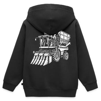 Récolte de coton - Sweat Premium à capuche zippé enfant bio - noir - Dos - AI Model Kid Male (0cm)