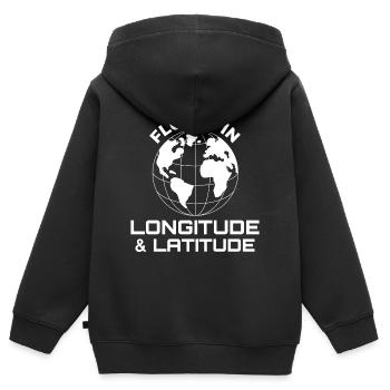 Fluent Longitude Latitude GIS Globe - Sweat Premium à capuche zippé enfant bio - noir - Dos - AI Model Kid Male (0cm)