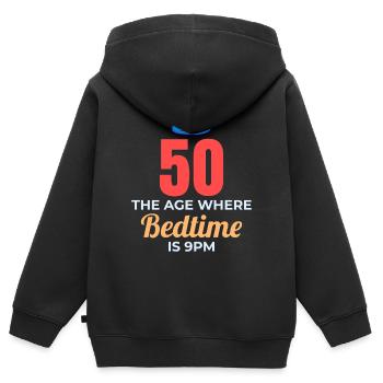 50th Birthday Bedtime 9PM Corgi Funny - Kids Premium Organic Zip-up Hoodie - black - Back - AI Model Kid Male (0cm)