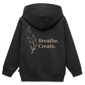 Breath Create Feder Leichtigkeit - Kinder Premium Organic Zip Hoodie - Schwarz - Hinten - AI Model Kid Male (0cm)
