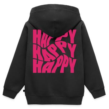 Heureux Heureux Heureux - Sweat Premium à capuche zippé enfant bio - noir - Dos - AI Model Kid Male (0cm)