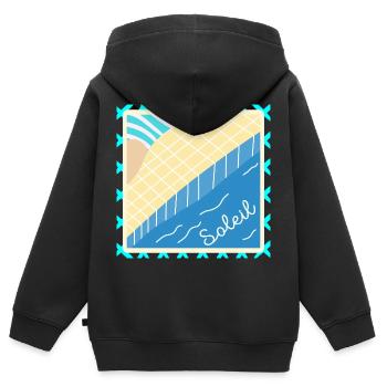 PISCINE VACANCES D’ÉTÉ SOLEIL - Sweat Premium à capuche zippé enfant bio - noir - Dos - AI Model Kid Male (0cm)