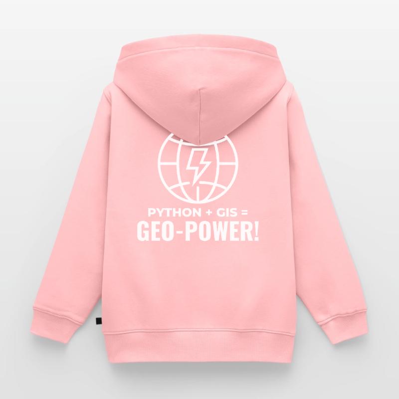 Python SIG Géo-Puissance Programmation Géospatial Sweat Premium à capuche zippé enfant bio